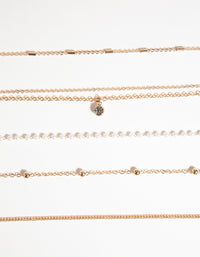 Gold Diamante & Pearl Choker 6-Pack - link has visual effect only