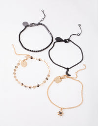 Mixed Metal 4-Pack Celestial Anklet Bracelets - link has visual effect only