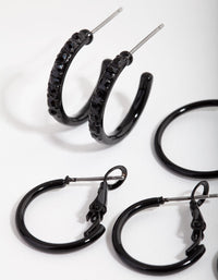 Matte Black Diamante 6-Pack Earring - link has visual effect only
