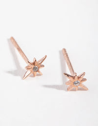 Rose Gold Plated Sterling Silver Diamante Starburst Stud Earrings - link has visual effect only