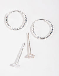Sterling Silver Star Stud & Hoop Earrings - link has visual effect only