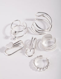 Silver Mix Texture Motif 6-Pack Earring - link has visual effect only