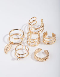 Gold Mix Texture Leaf 6-Pack Ear Cuff - link has visual effect only
