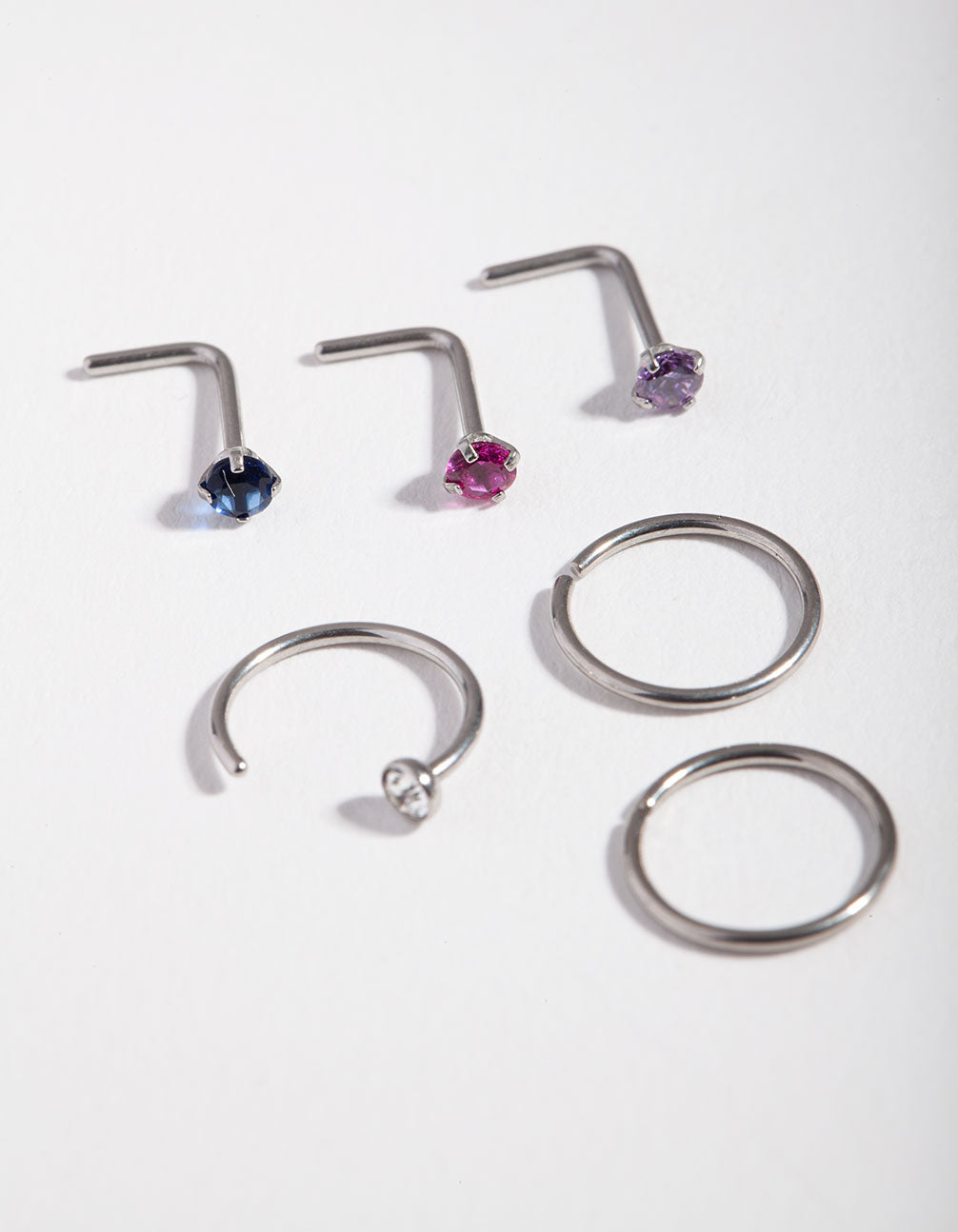 Surgical Steel Diamante Nose Piercing 6-Pack