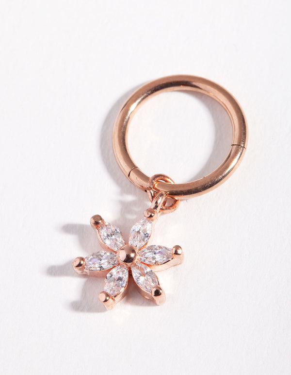 Rose Gold Cubic Zirconia Flower Charm Clicker