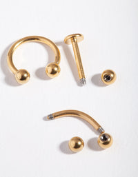 Surgical Steel Gold Mix Piercing Earring Pack - link has visual effect only