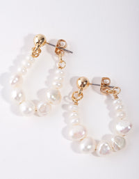 Gold Plated Pearl Hoop Earrings - link has visual effect only