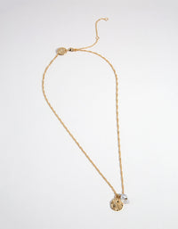 Gold Plated Molten Disc & Pearl Necklace - link has visual effect only