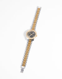Mixed Metal Link Strap Watch - link has visual effect only