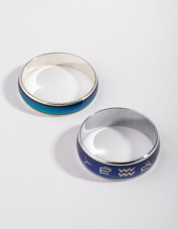Silver Symbol Mood Ring Set