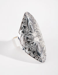 Antique Silver Oval Etched Shield Ring - link has visual effect only
