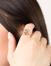 Mixed Metal Double Cut Out Heart Ring Pack - link has visual effect only