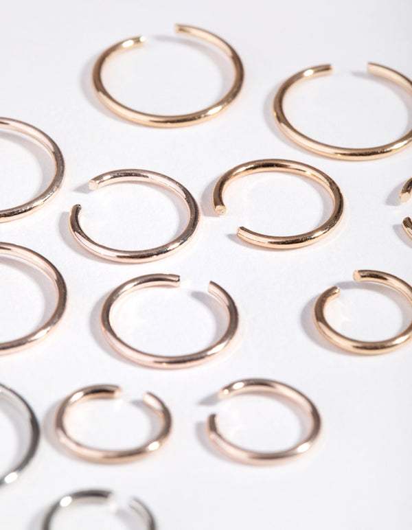 Mixed Metals Ball End Faux Ring Pack