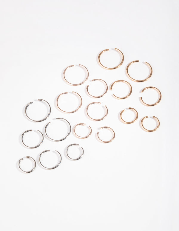 Mixed Metals Ball End Faux Ring Pack