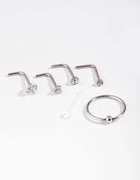 Silver Mixed Diamante Nose Stud 6-Pack - link has visual effect only