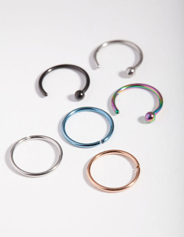 Open Ball Nose Ring 6-Pack
