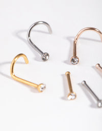 Mixed Metals Diamante Nose Stud 6-Pack - link has visual effect only