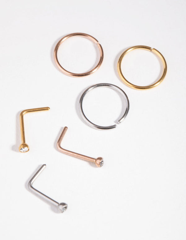 5mm Thick Nose Ring 6-Pack