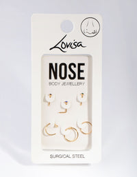 Gold Classic Mixed Nose Ring 6-Pack - link has visual effect only