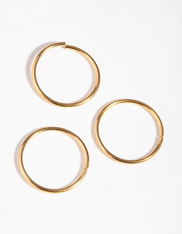 Gold Plain Nose Ring Pack