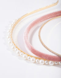 Gold Thin Popup Pearl Headband Pack - link has visual effect only