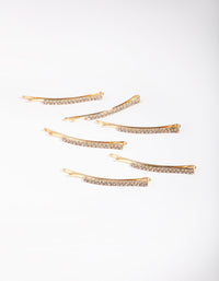 Gold Fine Diamante 6-Pack Bobby Pin - link has visual effect only