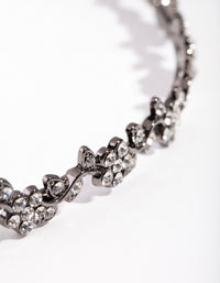 Matte Black Diamante Flower Tie Halo Headband - link has visual effect only