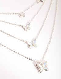 Silver Catseye Butterfly 4-Row Necklace - link has visual effect only