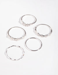 Silver Delicate Bands 5-Pack Rings - link has visual effect only