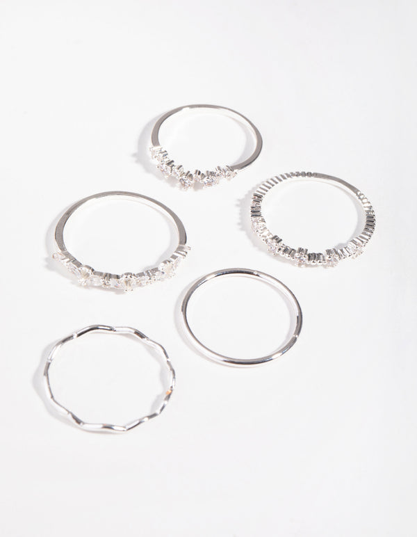 Silver Delicate Bands 5-Pack Rings