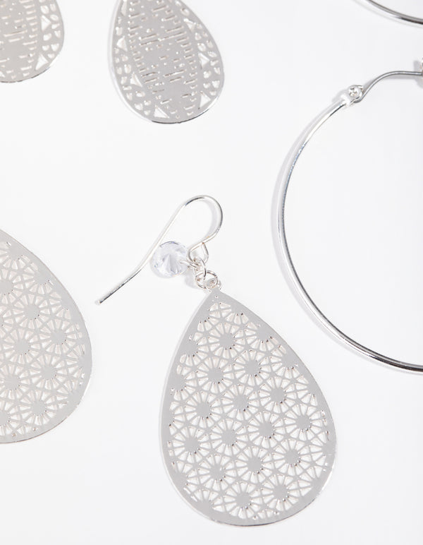 Silver Mix Filigree Teardrop Pack