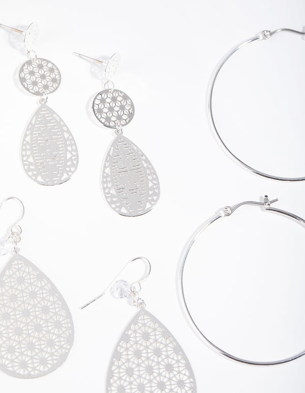 Silver Mix Filigree Teardrop Pack