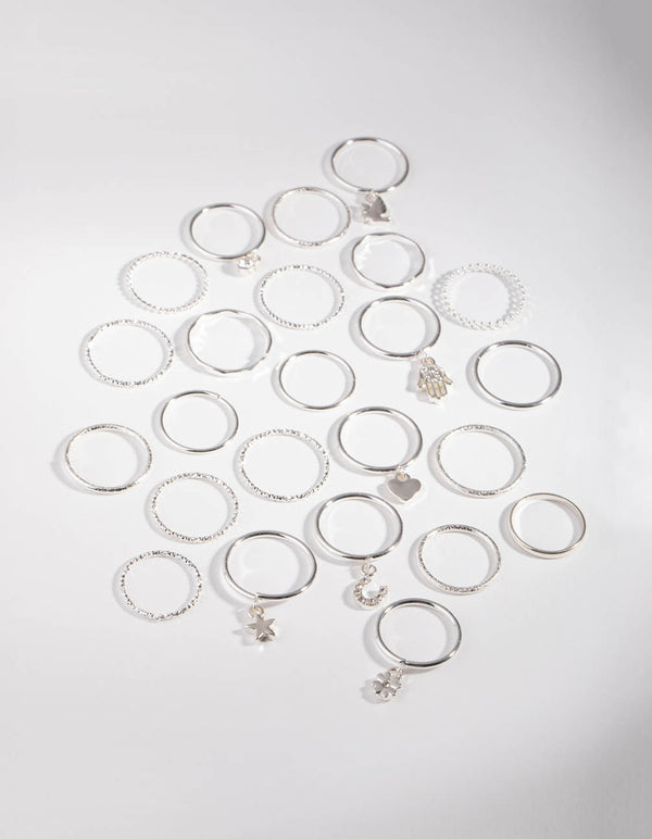Silver Lucky Charm 24-Pack Rings