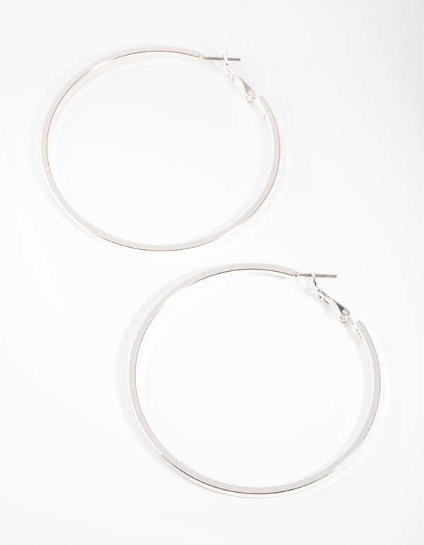 Large silver tone double hoop earrings - 8cm - Big statement oversized hoops  NEW | eBay