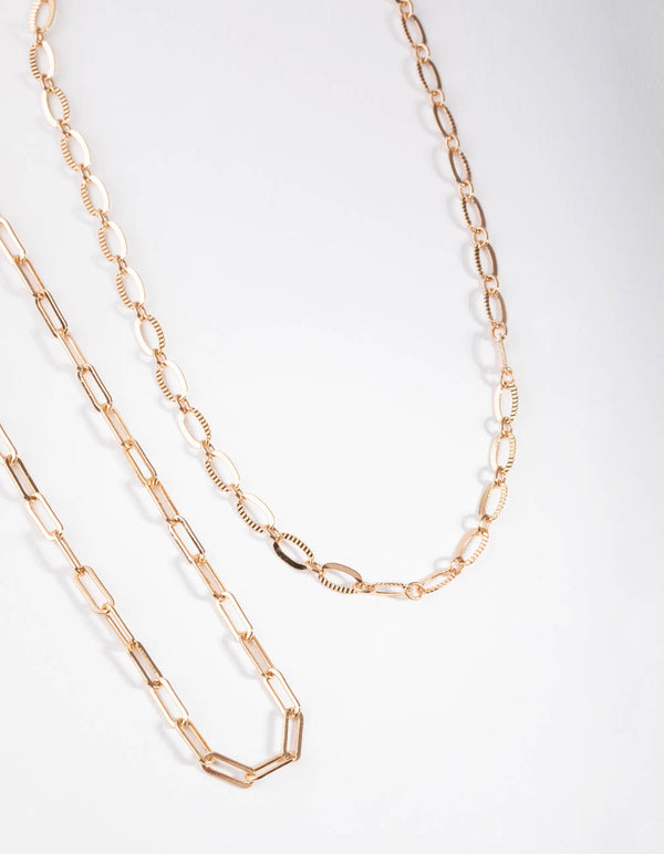 Gold Small Rectangle Chain Necklace
