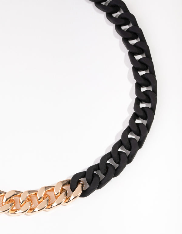 Mixed Metals Gold & Matte Chain T&O Necklace