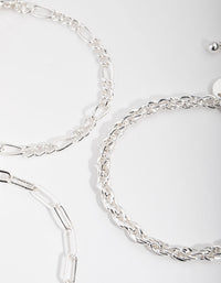Silver Statement Mixed Chain Pack Bracelet - link has visual effect only