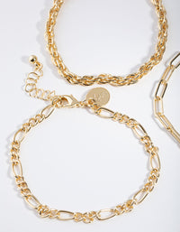 Gold Statement Mixed Chain Pack Bracelet - link has visual effect only