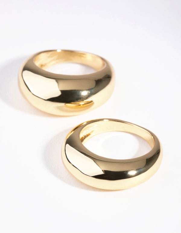 Gold Plated Small & Big Dome Pack Rings
