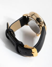 Gold Diamante Marker PU Watch - link has visual effect only