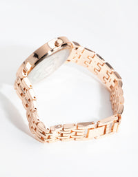 Rose Gold Simple Bling Link Watch - link has visual effect only
