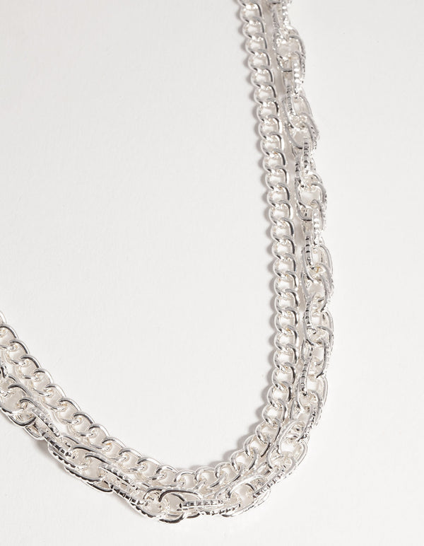 Silver Short Layered Cupchain Necklace