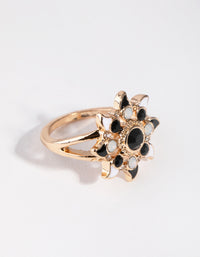Black Gold Flower Ring - link has visual effect only