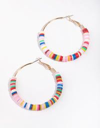 Gold Colourful Discs Hoop Earrings - link has visual effect only