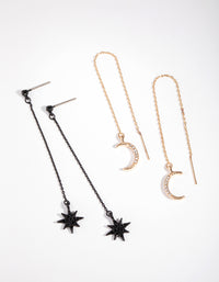 Matte Diamante Star & Moon Pack Earring - link has visual effect only
