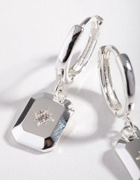 Silver Plated Diamante Rectangle Drop Earrings - link has visual effect only