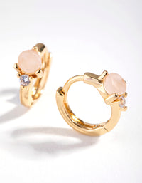 Gold Plated Semi Precious Huggie Earrings - link has visual effect only