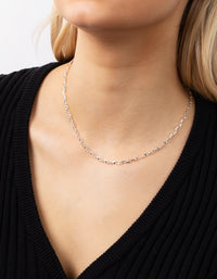 Silver Plated Mini Link Chain Necklace - link has visual effect only