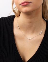 Silver Plated Freshwater Pearl Station Necklace - link has visual effect only