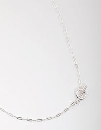 Silver Plated Thin Chain Fob Necklace - link has visual effect only